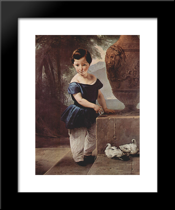 Portrait Of Don Giulio Vigoni As A Child 20x24 Black Modern Wood Framed Art Print Poster by Hayez, Francesco