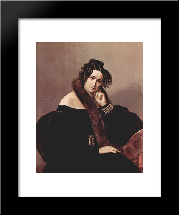 Portrait Of Felicina Caglio Perego Di Cremnago 20x24 Black Modern Wood Framed Art Print Poster by Hayez, Francesco