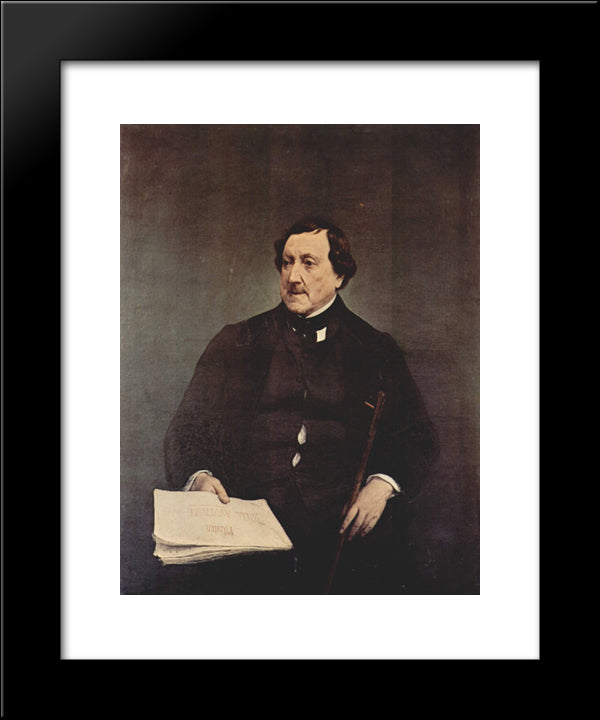 Portrait Of Gioacchino Rossini 20x24 Black Modern Wood Framed Art Print Poster by Hayez, Francesco