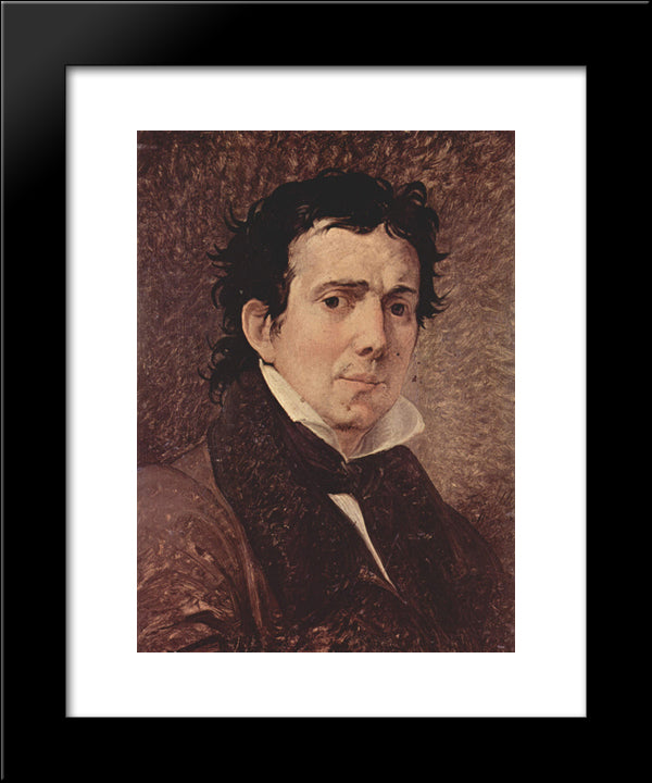 Portrait Of Pompeo Marchesi 20x24 Black Modern Wood Framed Art Print Poster by Hayez, Francesco