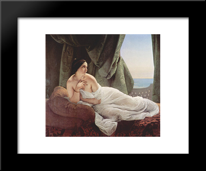 Reclining Odalisque 20x24 Black Modern Wood Framed Art Print Poster by Hayez, Francesco