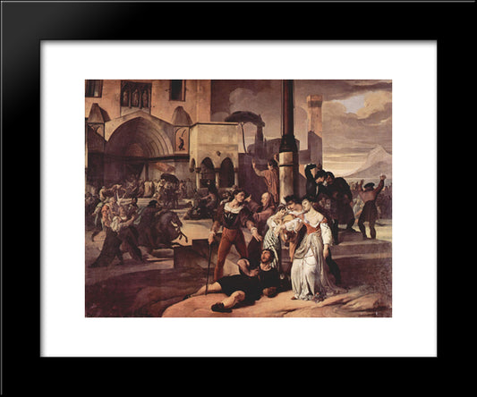 Sicilian Evenings Painting Series, Scene 1 20x24 Black Modern Wood Framed Art Print Poster by Hayez, Francesco