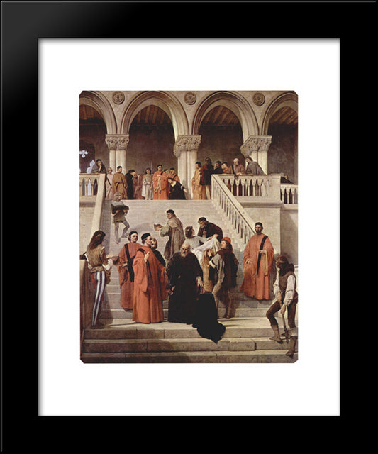 The Death Of Doge Marin Faliero (The Last Hour Of The Doge Marin Faliero) 20x24 Black Modern Wood Framed Art Print Poster by Hayez, Francesco