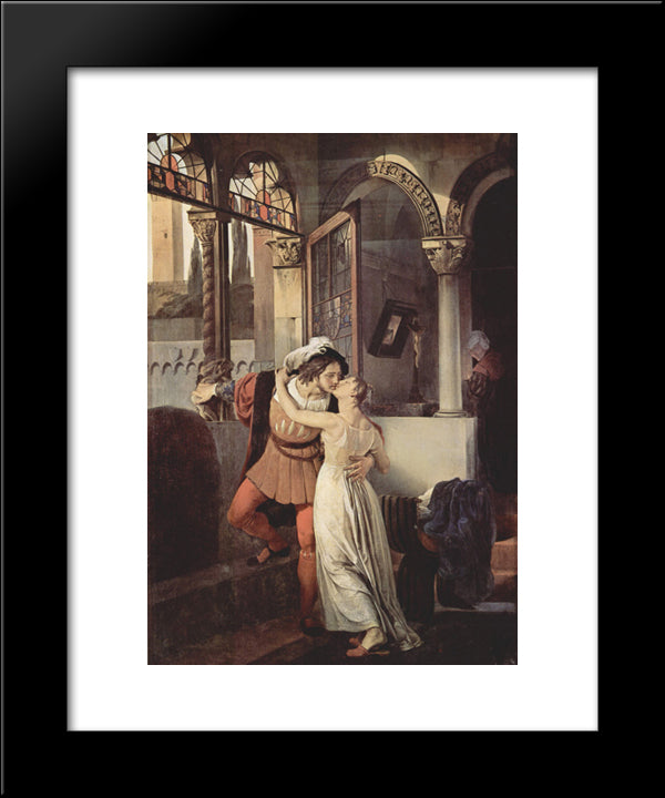 The Last Kiss Of Romeo And Juliet 20x24 Black Modern Wood Framed Art Print Poster by Hayez, Francesco