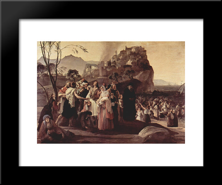 The Refugees Of Parga 20x24 Black Modern Wood Framed Art Print Poster by Hayez, Francesco