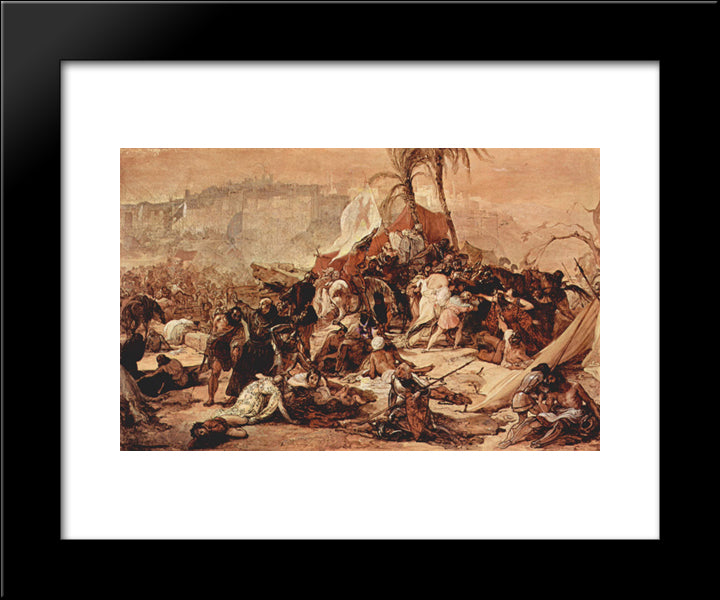 The Seventh Crusade Against Jerusalem 20x24 Black Modern Wood Framed Art Print Poster by Hayez, Francesco