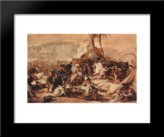 The Seventh Crusade Against Jerusalem 20x24 Black Modern Wood Framed Art Print Poster by Hayez, Francesco