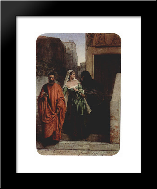 Venetian Women 20x24 Black Modern Wood Framed Art Print Poster by Hayez, Francesco