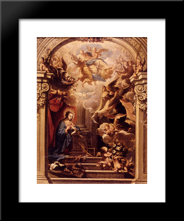 Annunciation 20x24 Black Modern Wood Framed Art Print Poster by Solimena, Francesco