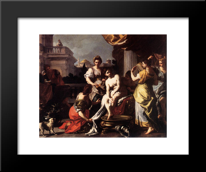 Bathsheba Bathing 20x24 Black Modern Wood Framed Art Print Poster by Solimena, Francesco