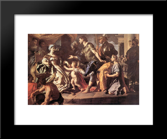 Dido Receiveng Aeneas And Cupid Disguised As Ascanius 20x24 Black Modern Wood Framed Art Print Poster by Solimena, Francesco
