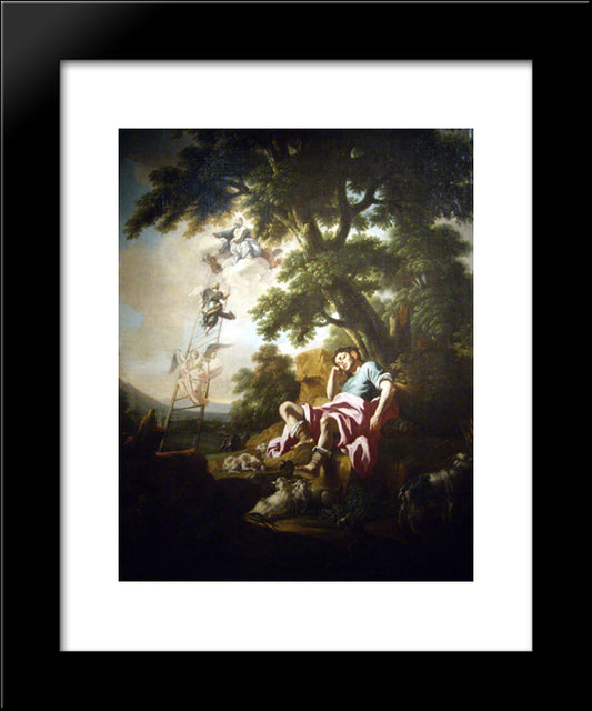 Dream Of Jacob 20x24 Black Modern Wood Framed Art Print Poster by Solimena, Francesco
