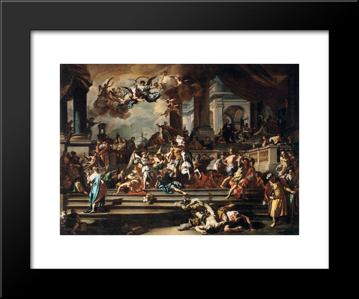 Expulsion Of Heliodorus From The Temple 20x24 Black Modern Wood Framed Art Print Poster by Solimena, Francesco
