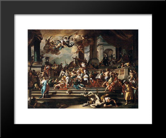 Expulsion Of Heliodorus From The Temple 20x24 Black Modern Wood Framed Art Print Poster by Solimena, Francesco