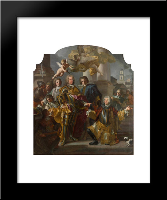 Gundaker Count Althann Handing Over To The Emperor Charles Vi (Charles Iii Of Hungary) (1685-1740) 20x24 Black Modern Wood Framed Art Print Poster by Solimena, Francesco