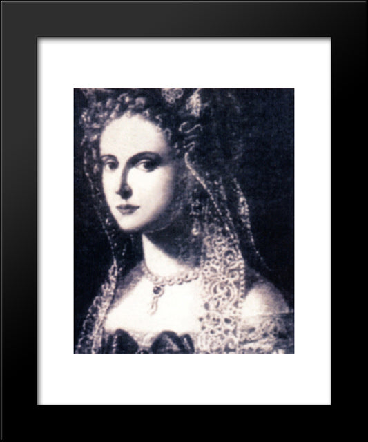 Portrait Of Aurora Sanseverino 20x24 Black Modern Wood Framed Art Print Poster by Solimena, Francesco