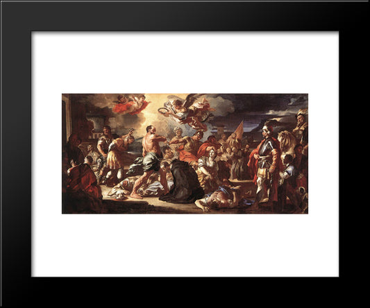 The Martyrdom Of Sts Placidus And Flavia 20x24 Black Modern Wood Framed Art Print Poster by Solimena, Francesco