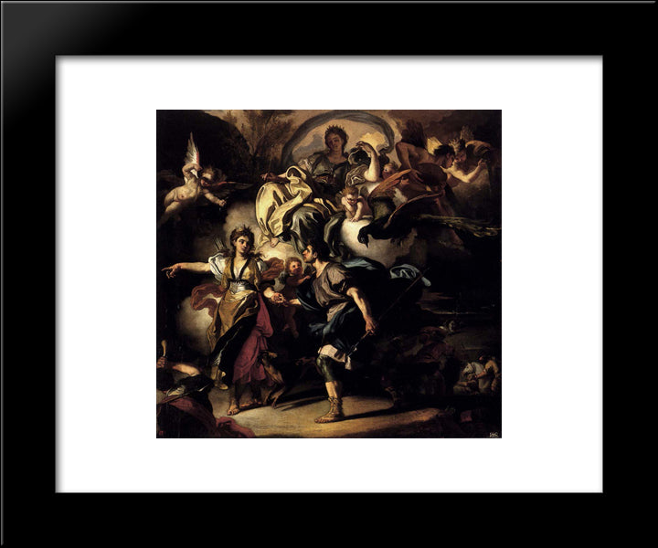 The Royal Hunt Of Dido And Aeneas 20x24 Black Modern Wood Framed Art Print Poster by Solimena, Francesco