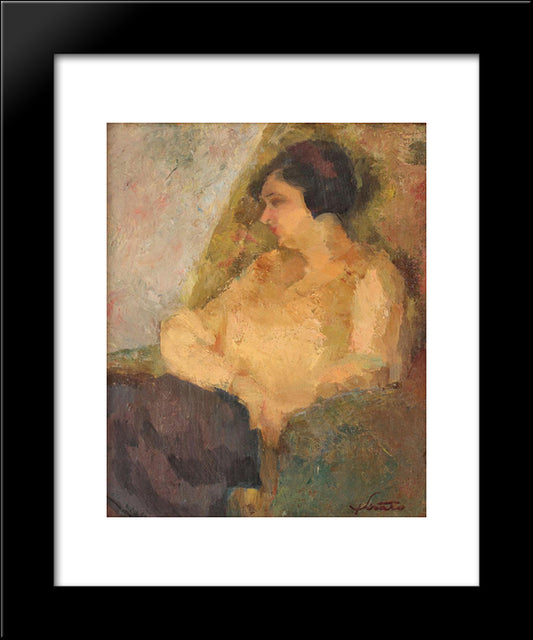 Aristocrat Portrait (Lila, Artist'S Niece) 20x24 Black Modern Wood Framed Art Print Poster by Sirato, Francisc