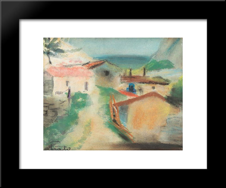 Houses In Balcic 20x24 Black Modern Wood Framed Art Print Poster by Sirato, Francisc