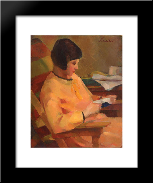 Lila In Yellow 20x24 Black Modern Wood Framed Art Print Poster by Sirato, Francisc