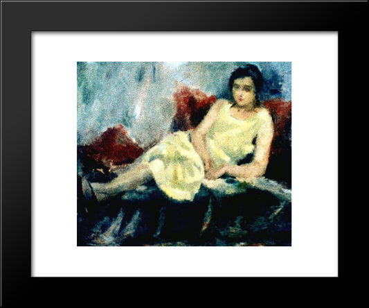Woman Sitting 20x24 Black Modern Wood Framed Art Print Poster by Sirato, Francisc