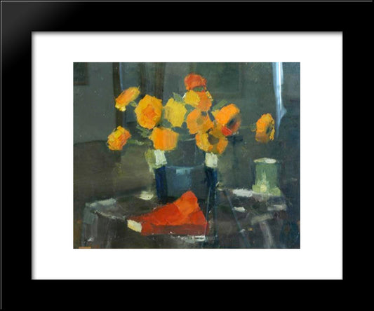 Yellow Flowers 20x24 Black Modern Wood Framed Art Print Poster by Sirato, Francisc