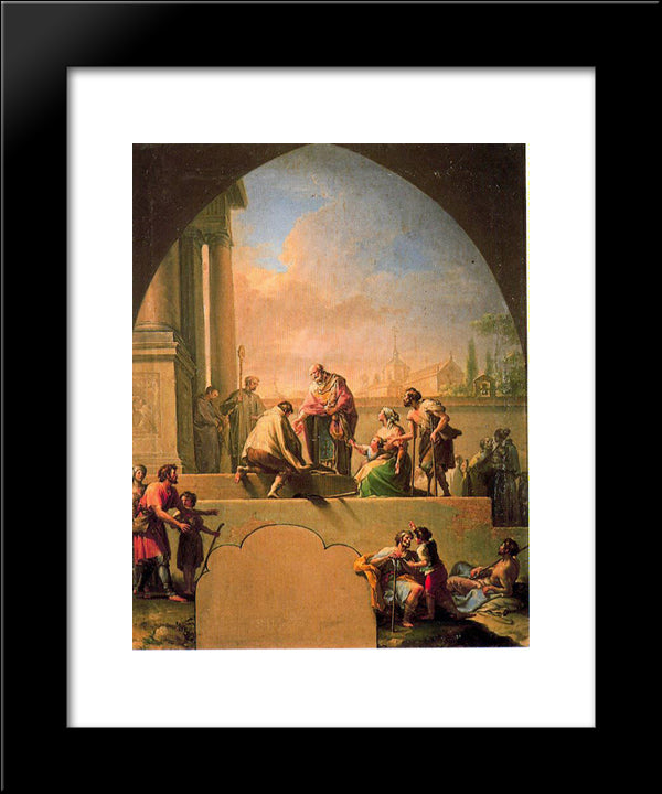 Charity Of Saint Elladius Of Toledo 20x24 Black Modern Wood Framed Art Print Poster by Bayeu y Subias, Francisco