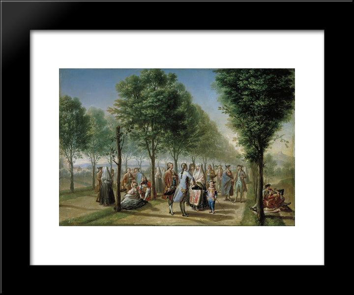 El Paseo De Las Delicias, En Madrid 20x24 Black Modern Wood Framed Art Print Poster by Bayeu y Subias, Francisco