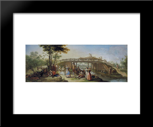 El Puente Del Canal De Madrid 20x24 Black Modern Wood Framed Art Print Poster by Bayeu y Subias, Francisco