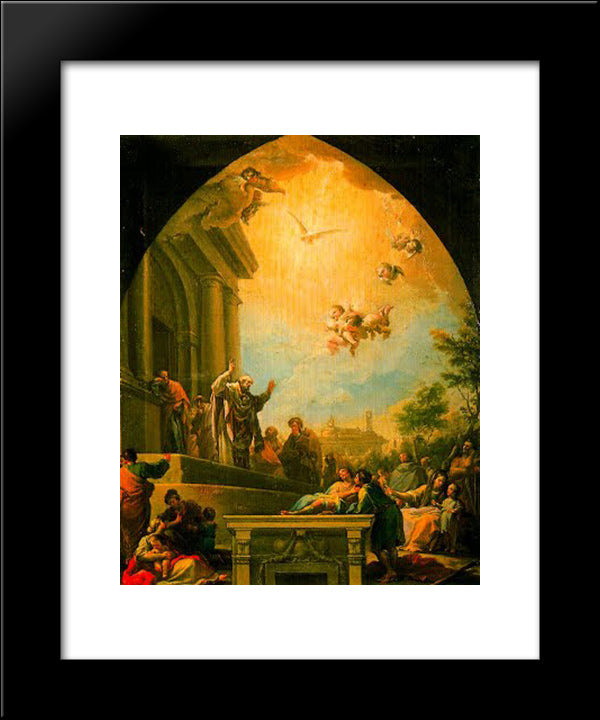 La Predicacion De San Eugenio 20x24 Black Modern Wood Framed Art Print Poster by Bayeu y Subias, Francisco