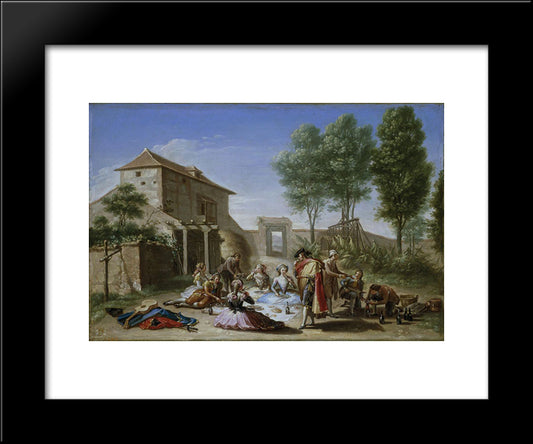 Merienda En El Campo 20x24 Black Modern Wood Framed Art Print Poster by Bayeu y Subias, Francisco