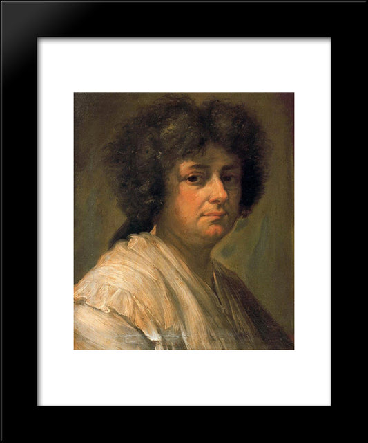 Retrato De Sebastiana Merclein, Su Mujer 20x24 Black Modern Wood Framed Art Print Poster by Bayeu y Subias, Francisco