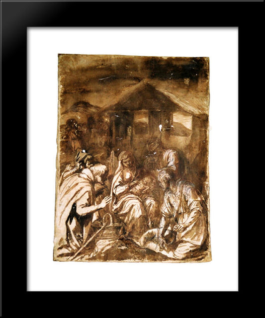 Adoration Of The Shepherds 20x24 Black Modern Wood Framed Art Print Poster by Zurbaran, Francisco de