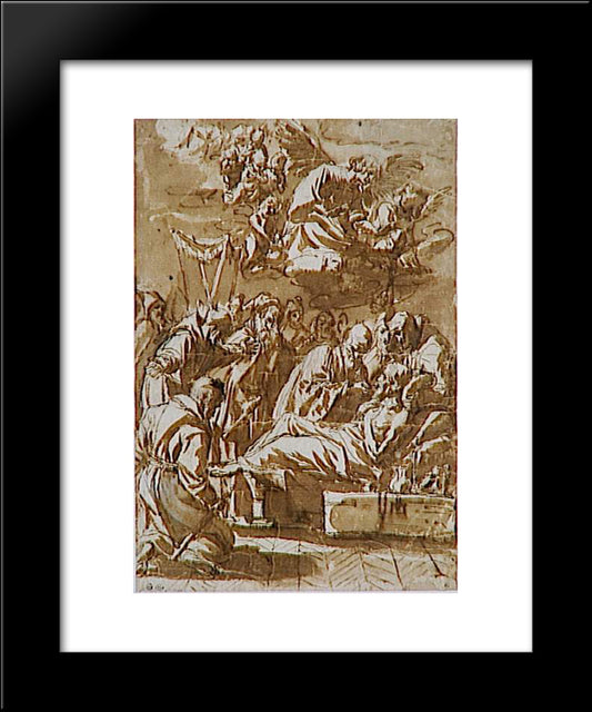 Death Of A Religious 20x24 Black Modern Wood Framed Art Print Poster by Zurbaran, Francisco de