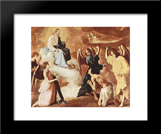 Flagellation Of St. Jerome By The Angels 20x24 Black Modern Wood Framed Art Print Poster by Zurbaran, Francisco de