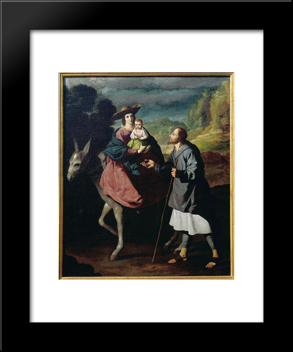 Flight Into Egypt 20x24 Black Modern Wood Framed Art Print Poster by Zurbaran, Francisco de