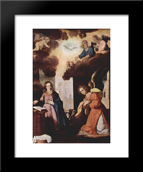 Monastery Of Nuestra Senora De La Defension At Jerez De La Frontera, The Annunciation 20x24 Black Modern Wood Framed Art Print Poster by Zurbaran, Francisco de