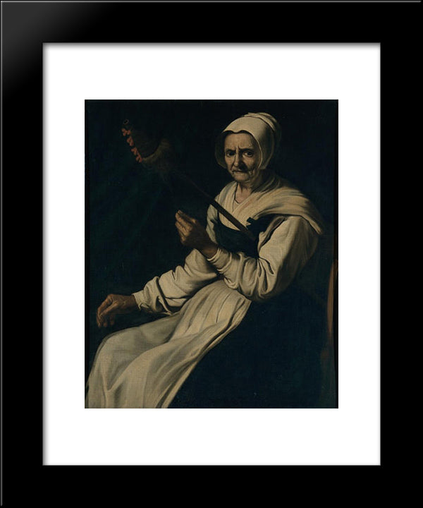 Old Woman Spinning 20x24 Black Modern Wood Framed Art Print Poster by Zurbaran, Francisco de