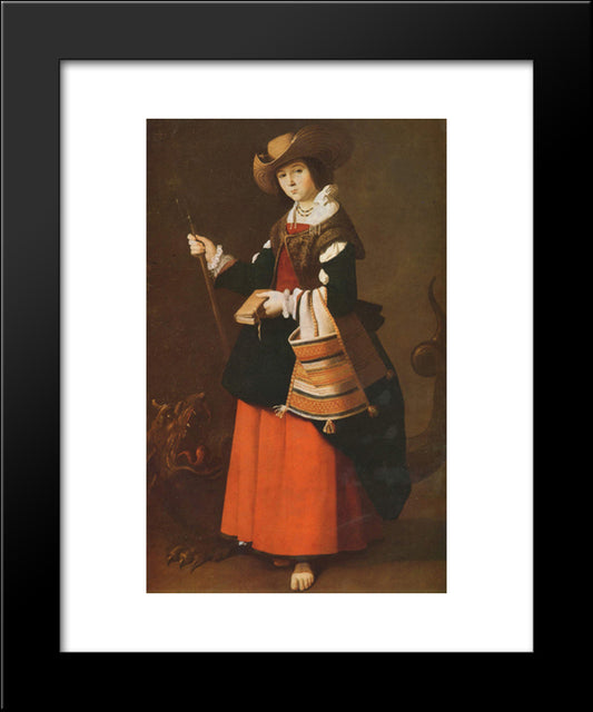 Saint Margaret, Dressed As A Shepherdess 20x24 Black Modern Wood Framed Art Print Poster by Zurbaran, Francisco de