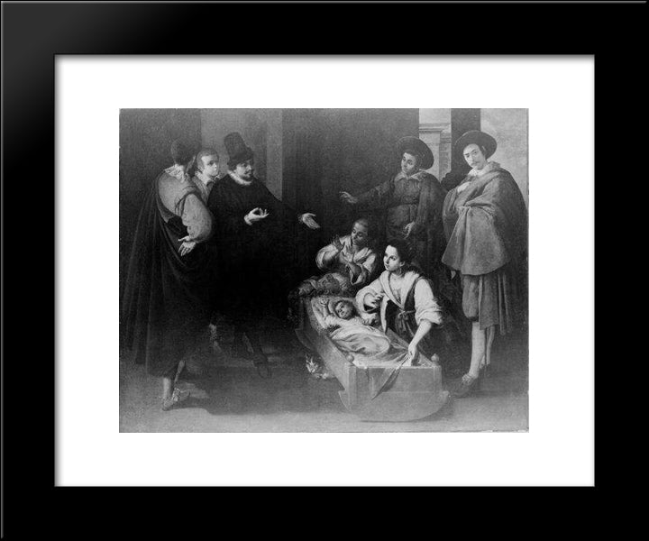 Scene From The Life Of Saint Pierre Theophile 20x24 Black Modern Wood Framed Art Print Poster by Zurbaran, Francisco de