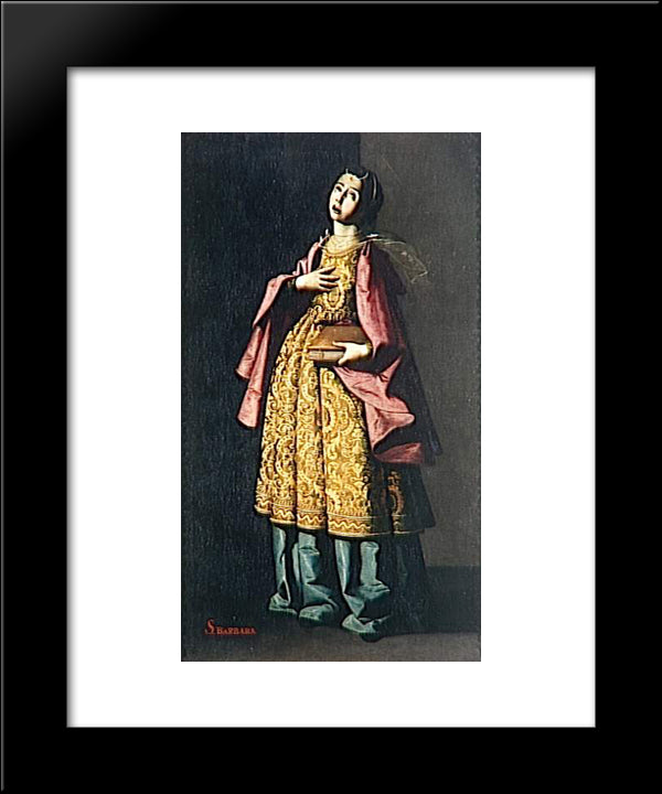 St. Barbe 20x24 Black Modern Wood Framed Art Print Poster by Zurbaran, Francisco de