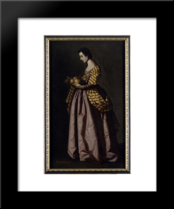 St. Dorothy 20x24 Black Modern Wood Framed Art Print Poster by Zurbaran, Francisco de