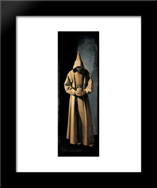 St. Francis Contemplating A Skull 20x24 Black Modern Wood Framed Art Print Poster by Zurbaran, Francisco de