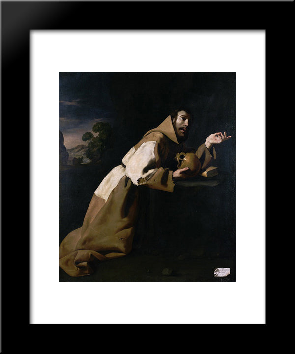 St. Francis In Meditation 20x24 Black Modern Wood Framed Art Print Poster by Zurbaran, Francisco de