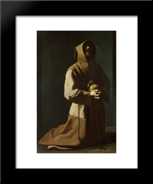 St. Francis Kneeling 20x24 Black Modern Wood Framed Art Print Poster by Zurbaran, Francisco de