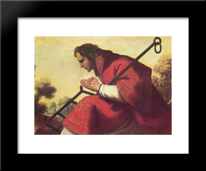 St. Lawrence 20x24 Black Modern Wood Framed Art Print Poster by Zurbaran, Francisco de