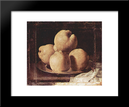 Still Life With Dish Of Quince 20x24 Black Modern Wood Framed Art Print Poster by Zurbaran, Francisco de