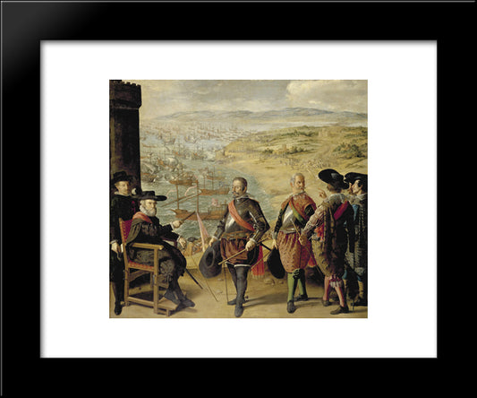 The Defence Of Cadiz Against The English 20x24 Black Modern Wood Framed Art Print Poster by Zurbaran, Francisco de