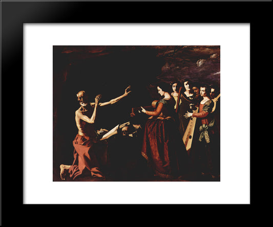 The Temptation Of St. Jerome 20x24 Black Modern Wood Framed Art Print Poster by Zurbaran, Francisco de